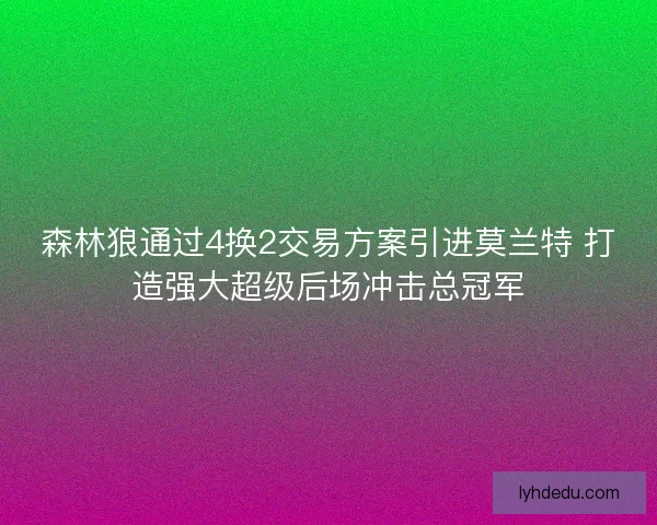 森林狼通过4换2交易方案引进莫兰特 打造强大超级后场冲击总冠军 森林狼通过4换2交易方案引进莫兰特 打造强大超级后场冲击总冠军