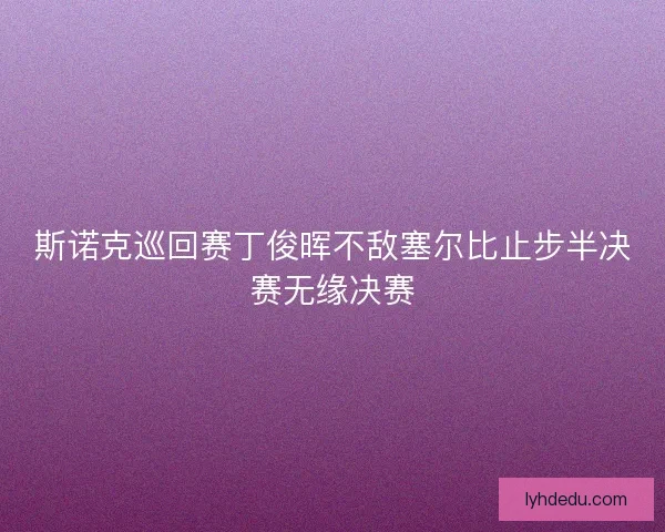 斯诺克巡回赛丁俊晖不敌塞尔比止步半决赛无缘决赛