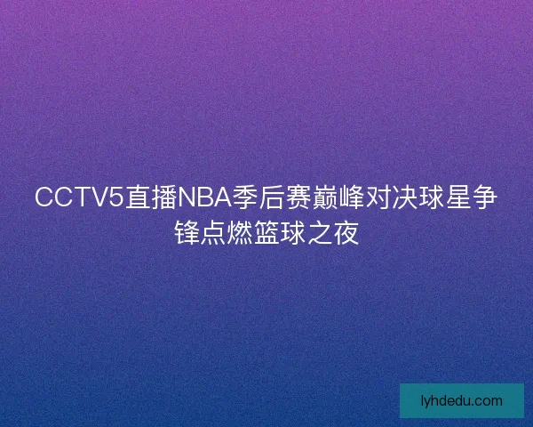 CCTV5直播NBA季后赛巅峰对决球星争锋点燃篮球之夜