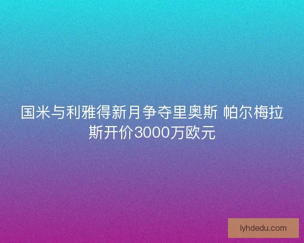 国米与利雅得新月争夺里奥斯 帕尔梅拉斯开价3000万欧元 国米与利雅得新月争夺里奥斯 帕尔梅拉斯开价3000万欧元
